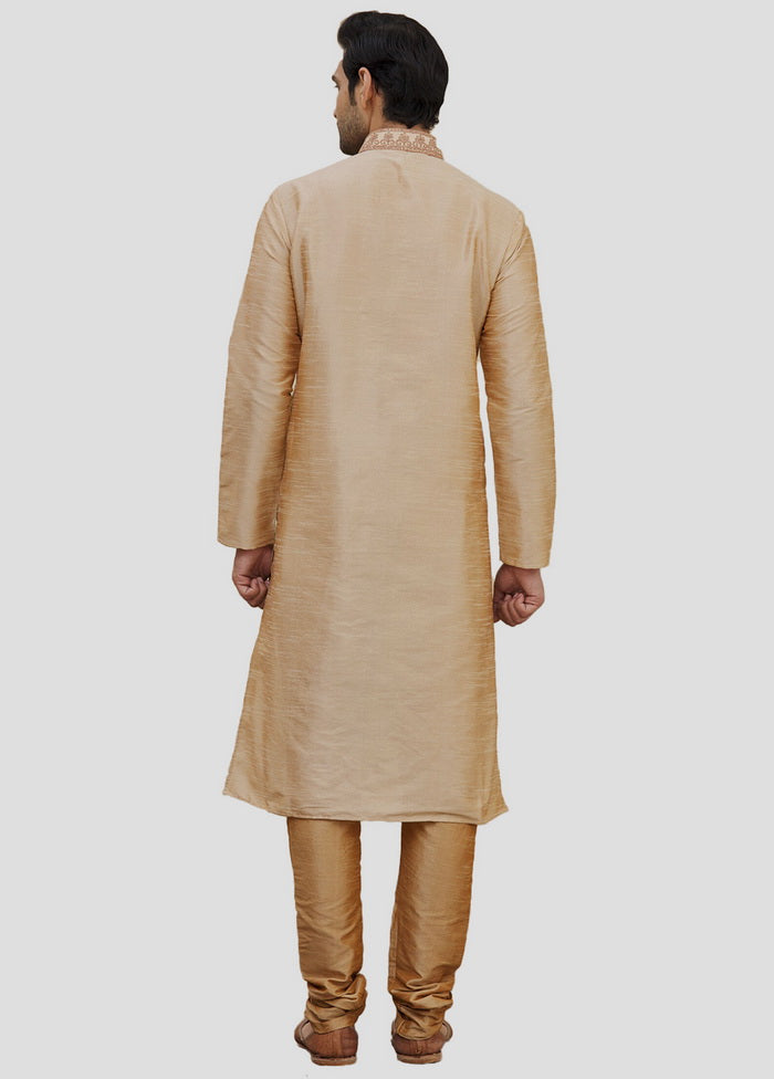 2 Pc Golden Cotton Kurta And Pajama Set VDIP280128 - Indian Silk House Agencies