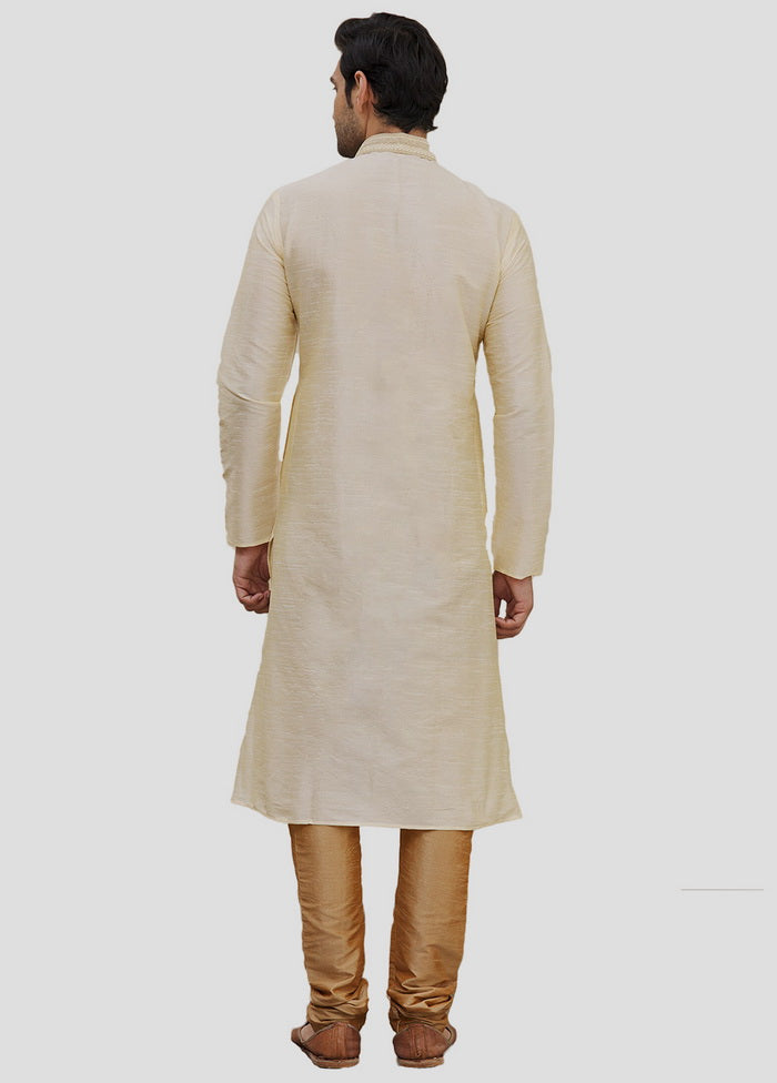 2 Pc Beige Cotton Kurta And Pajama Set VDIP280168 - Indian Silk House Agencies