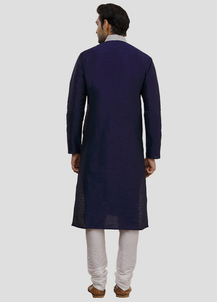 2 Pc Navy Blue Cotton Kurta And Pajama Set VDIP280204 - Indian Silk House Agencies