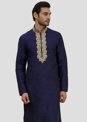 2 Pc Navy Blue Cotton Kurta And Pajama Set VDIP280171 - Indian Silk House Agencies