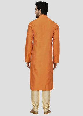 2 Pc Orange Cotton Kurta And Pajama Set VDIP280307 - Indian Silk House Agencies