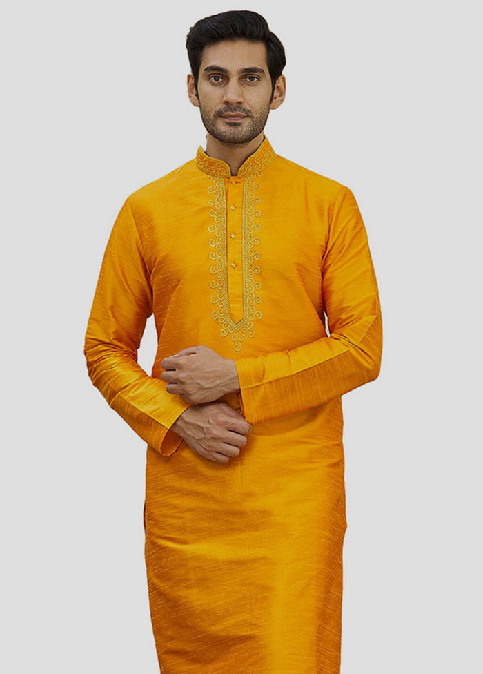 2 Pc Mustard Cotton Kurta And Pajama Set VDIP280130 - Indian Silk House Agencies