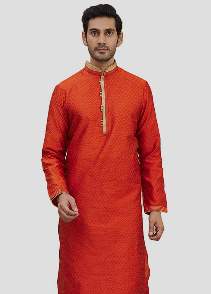 2 Pc Orange Cotton Kurta And Pajama Set VDIP280131 - Indian Silk House Agencies