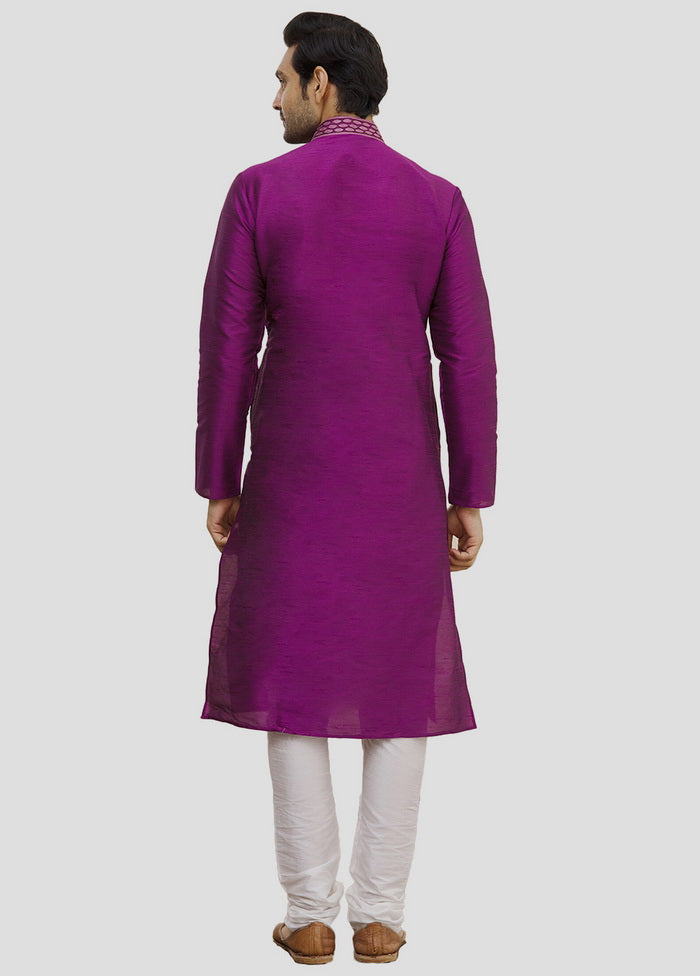 2 Pc Purple Cotton Kurta And Pajama Set VDIP280205