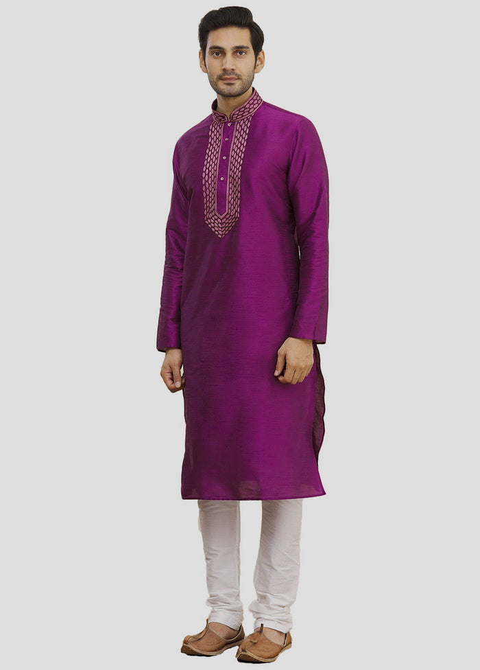 2 Pc Purple Cotton Kurta And Pajama Set VDIP280205 - Indian Silk House Agencies