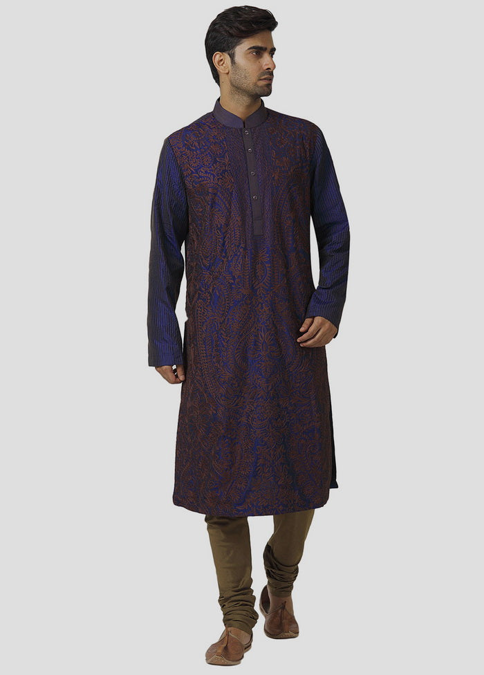 2 Pc Navy Blue Cotton Kurta And Pajama Set VDIP280330 - Indian Silk House Agencies
