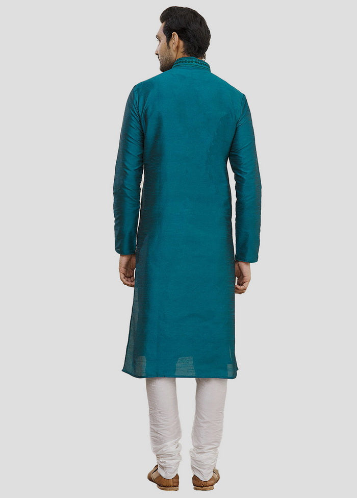 2 Pc Teal Cotton Kurta And Pajama Set VDIP280172 - Indian Silk House Agencies