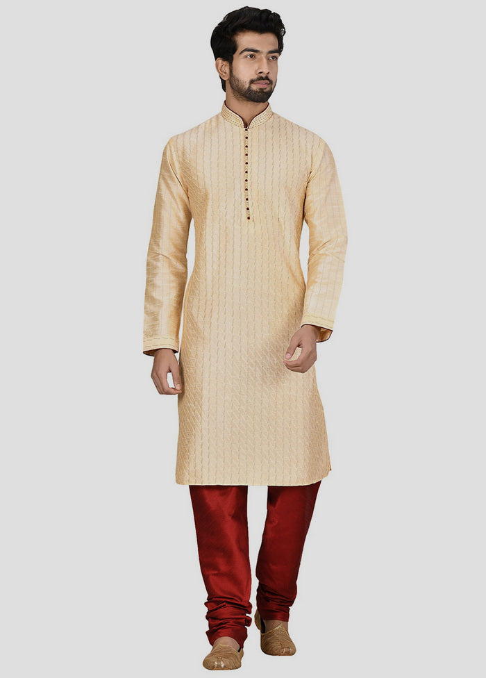 2 Pc Golden Cotton Kurta And Pajama Set VDIP280237 - Indian Silk House Agencies