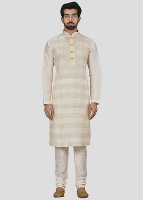 2 Pc Cream Cotton Kurta And Pajama Set VDIP280238 - Indian Silk House Agencies