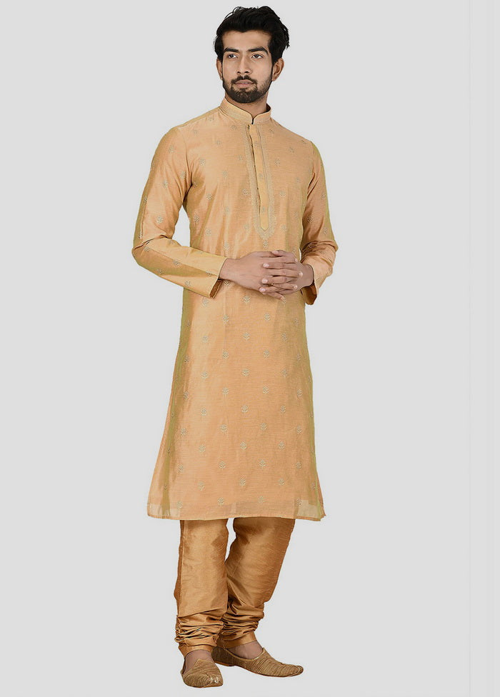 2 Pc Golden Cotton Kurta And Pajama Set VDIP280239 - Indian Silk House Agencies