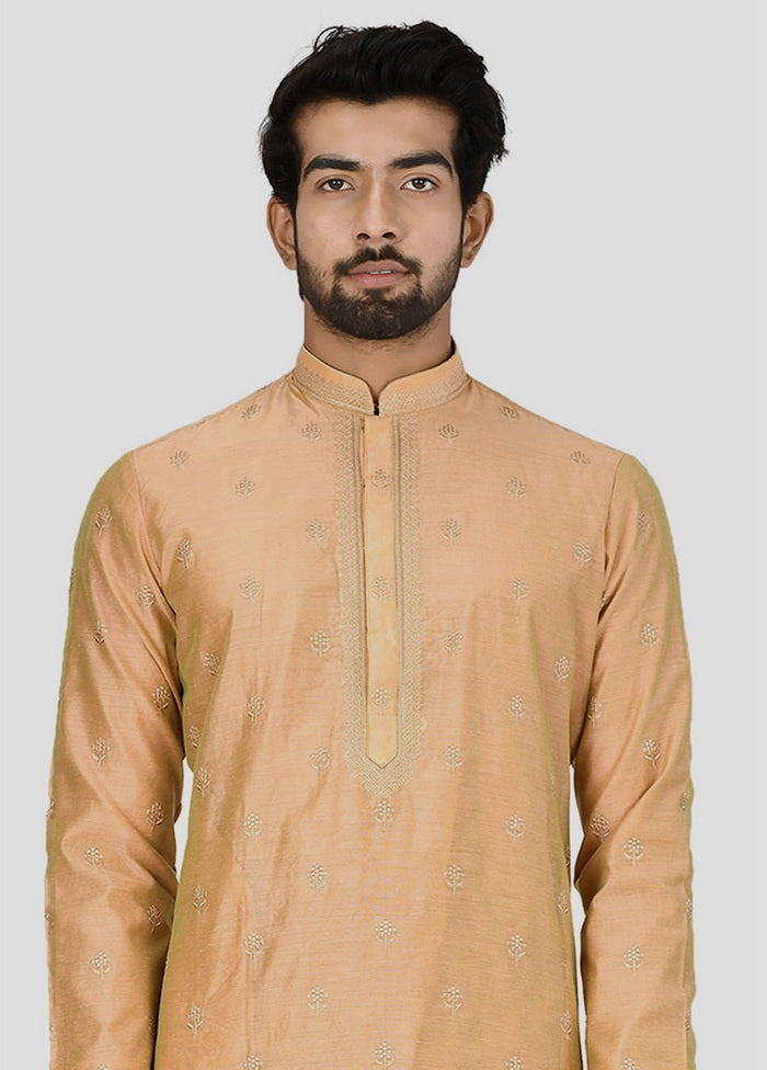 2 Pc Golden Cotton Kurta And Pajama Set VDIP280239 - Indian Silk House Agencies