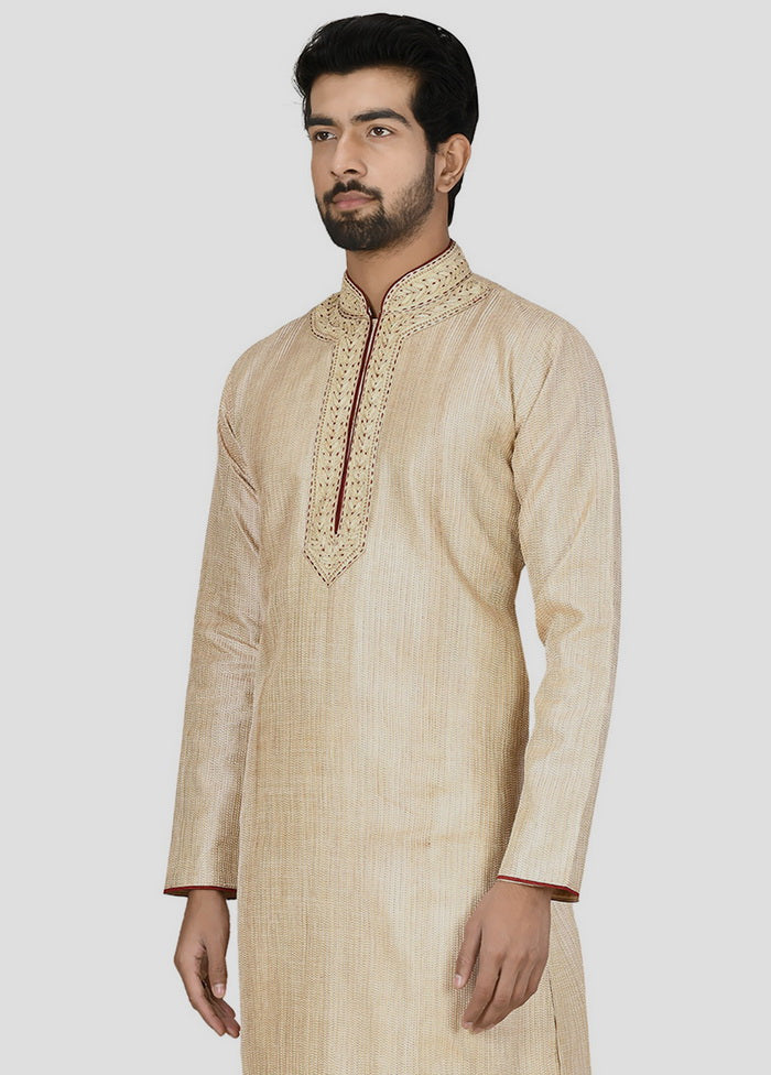 2 Pc Beige Cotton Kurta And Pajama Set VDIP280263 - Indian Silk House Agencies
