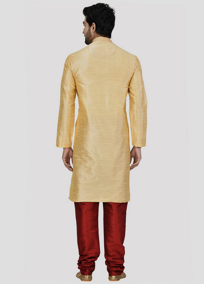 2 Pc Golden Cotton Kurta And Pajama Set VDIP280222 - Indian Silk House Agencies