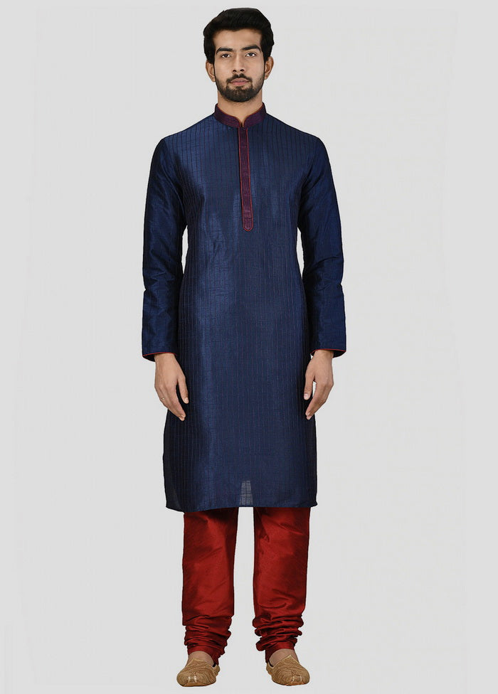 2 Pc Navy Blue Cotton Kurta And Pajama Set VDIP280194 - Indian Silk House Agencies