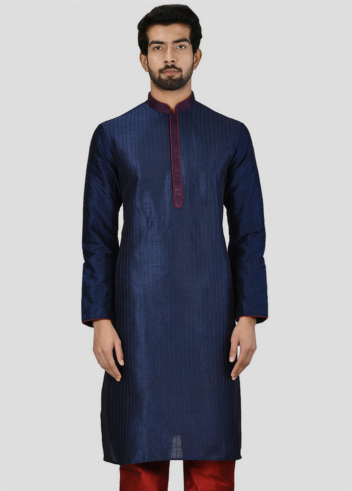 2 Pc Navy Blue Cotton Kurta And Pajama Set VDIP280194 - Indian Silk House Agencies