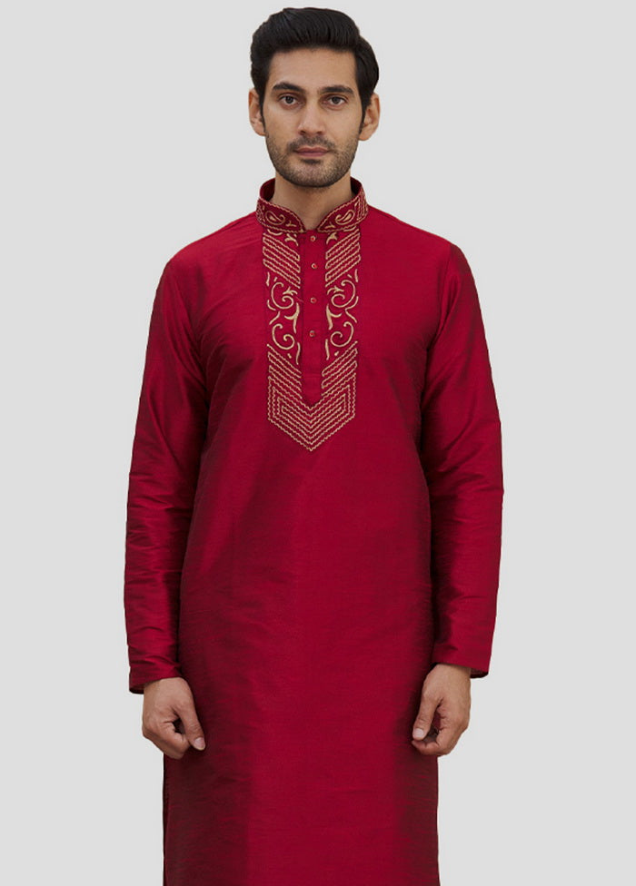 2 Pc Red Cotton Kurta And Pajama Set VDIP280174 - Indian Silk House Agencies