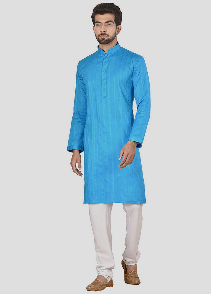 2 Pc Sky Blue Cotton Kurta And Pajama Set VDIP280195 - Indian Silk House Agencies