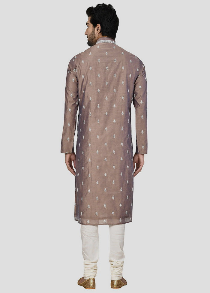 2 Pc Steel Grey Cotton Kurta And Pajama Set VDIP280240 - Indian Silk House Agencies
