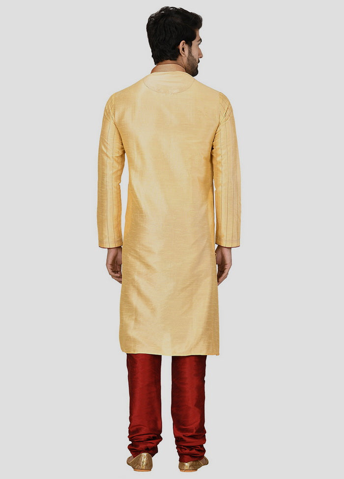 2 Pc Golden Cotton Kurta And Pajama Set VDIP280241 - Indian Silk House Agencies