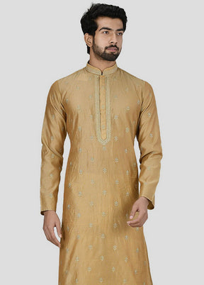 2 Pc Golden Cotton Kurta And Pajama Set VDIP280242 - Indian Silk House Agencies