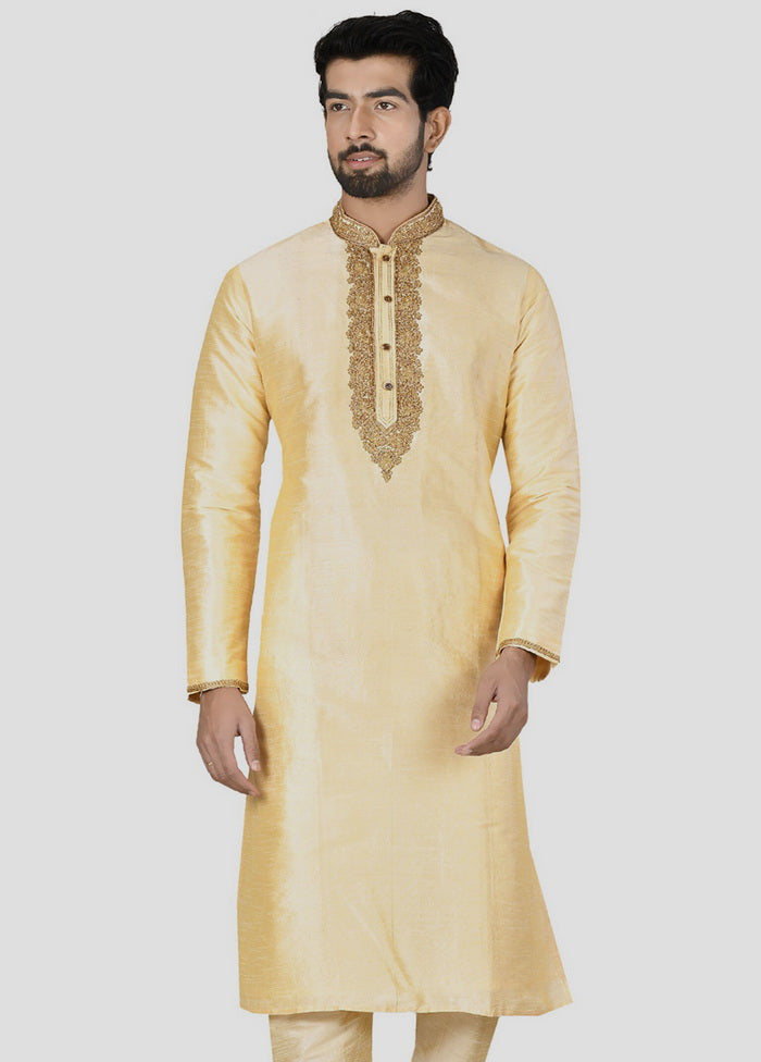 2 Pc Golden Cotton Kurta And Pajama Set VDIP280217 - Indian Silk House Agencies
