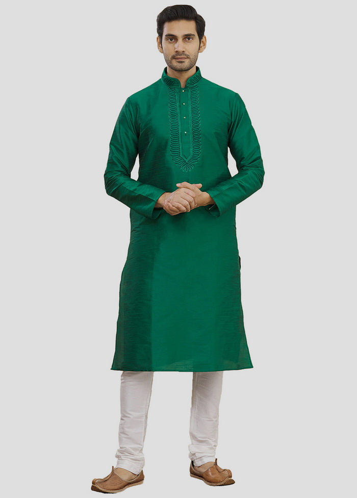 2 Pc Green Cotton Kurta And Pajama Set VDIP280175 - Indian Silk House Agencies