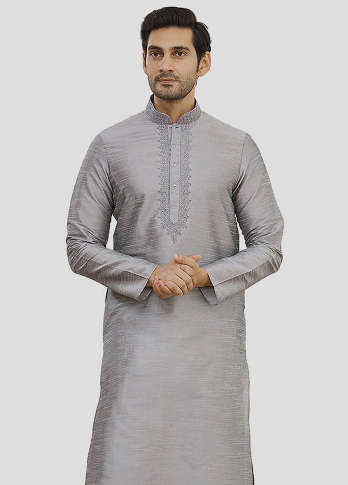 2 Pc Grey Cotton Kurta And Pajama Set VDIP280136 - Indian Silk House Agencies