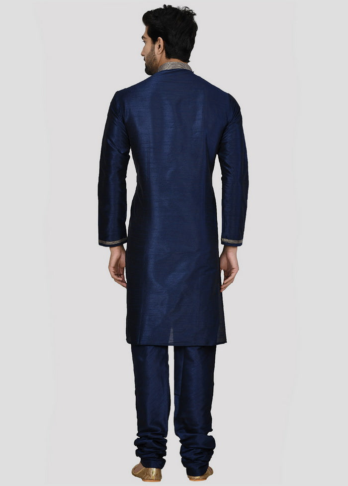 2 Pc Navy Blue Dupion Silk Kurta And Pajama Set VDIP280232 - Indian Silk House Agencies
