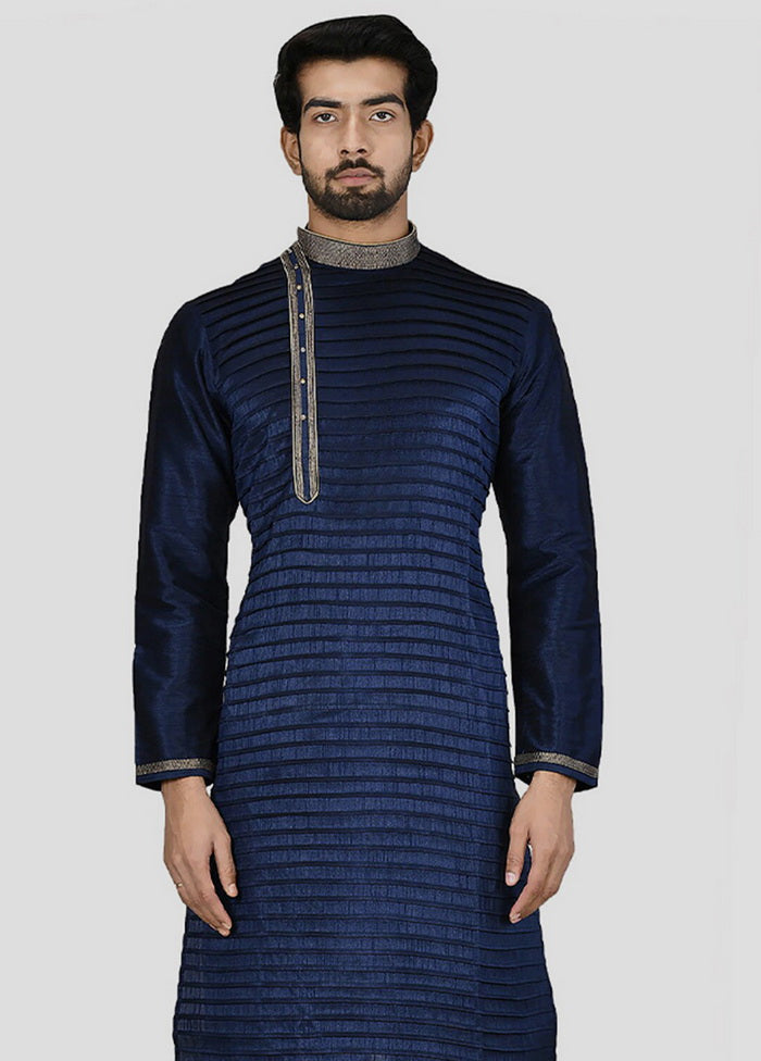 2 Pc Navy Blue Dupion Silk Kurta And Pajama Set VDIP280232 - Indian Silk House Agencies