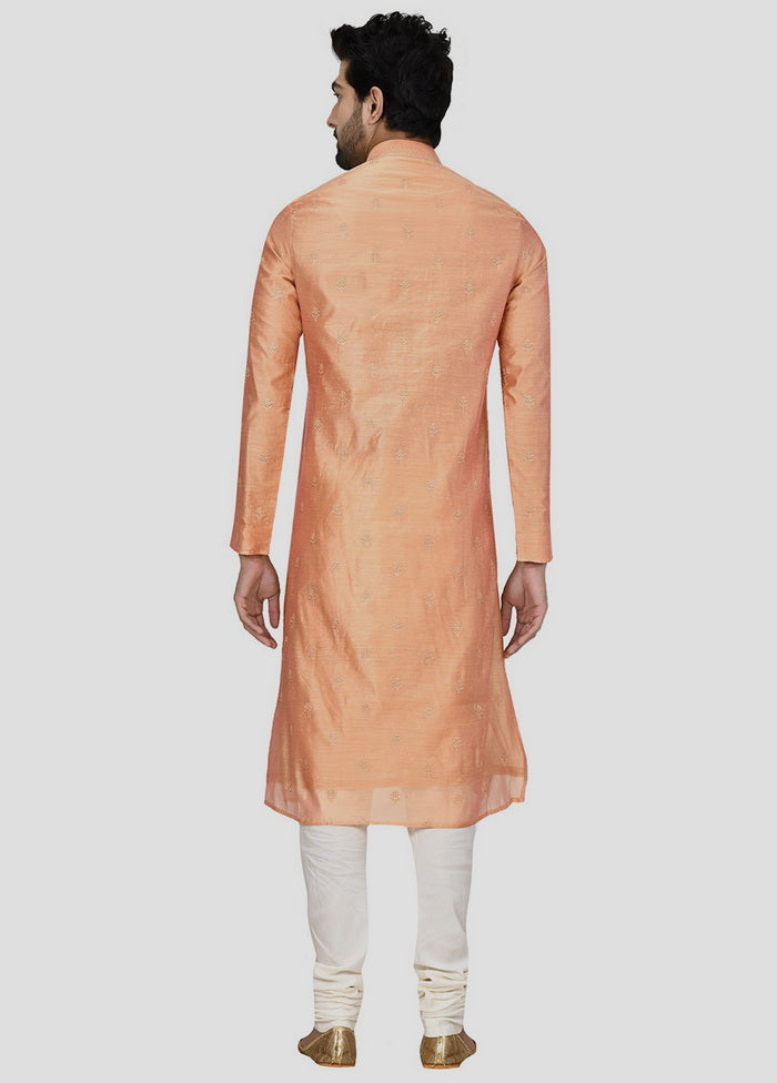 2 Pc Orange Dupion Silk Kurta And Pajama Set VDIP280243 - Indian Silk House Agencies