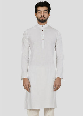 2 Pc White Dupion Silk Kurta And Pajama Set VDIP280149 - Indian Silk House Agencies