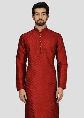 2 Pc Maroon Dupion Silk Kurta And Pajama Set VDIP280233 - Indian Silk House Agencies