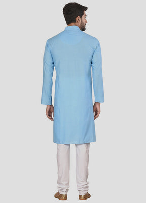 2 Pc Sky Blue Dupion Silk Kurta And Pajama Set VDIP280148 - Indian Silk House Agencies