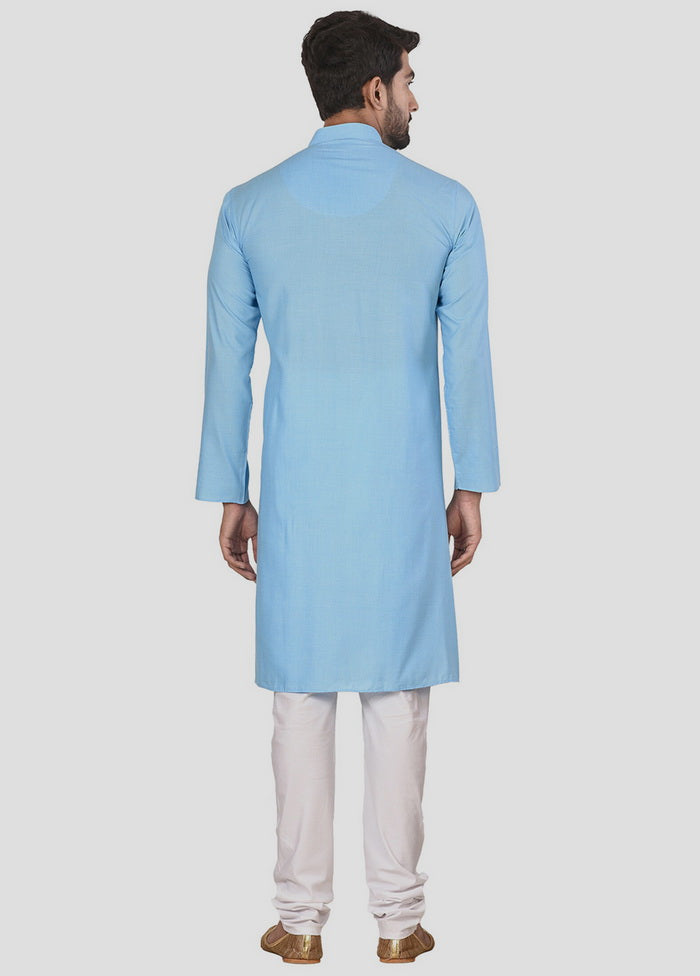 2 Pc Sky Blue Dupion Silk Kurta And Pajama Set VDIP280148 - Indian Silk House Agencies