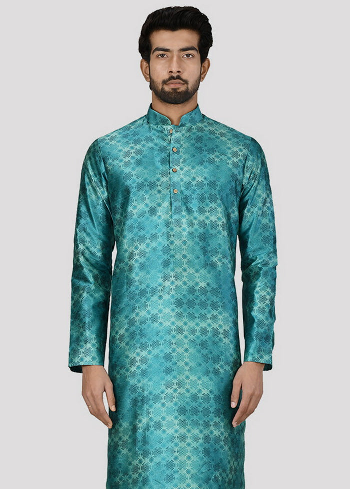 2 Pc Sea Green Dupion Silk Kurta And Pajama Set VDIP280214 - Indian Silk House Agencies