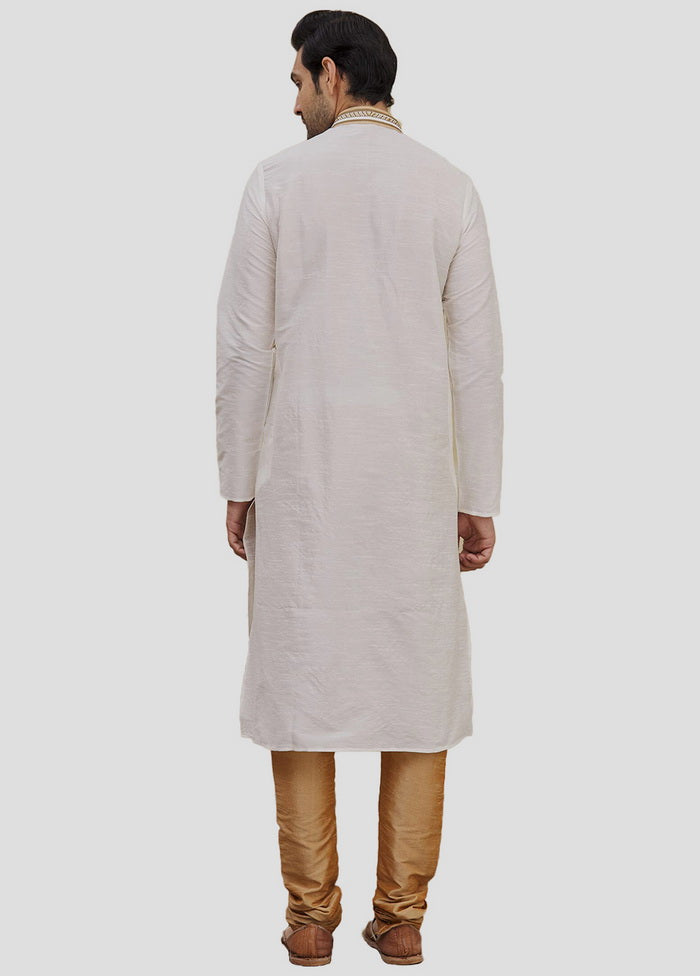 2 Pc Cream Cotton Kurta And Pajama Set VDIP280177 - Indian Silk House Agencies