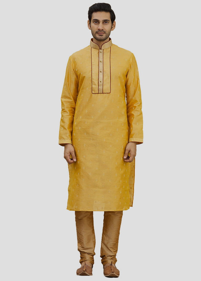 2 Pc Mustard Dupion Silk Kurta And Pajama Set VDIP280179 - Indian Silk House Agencies