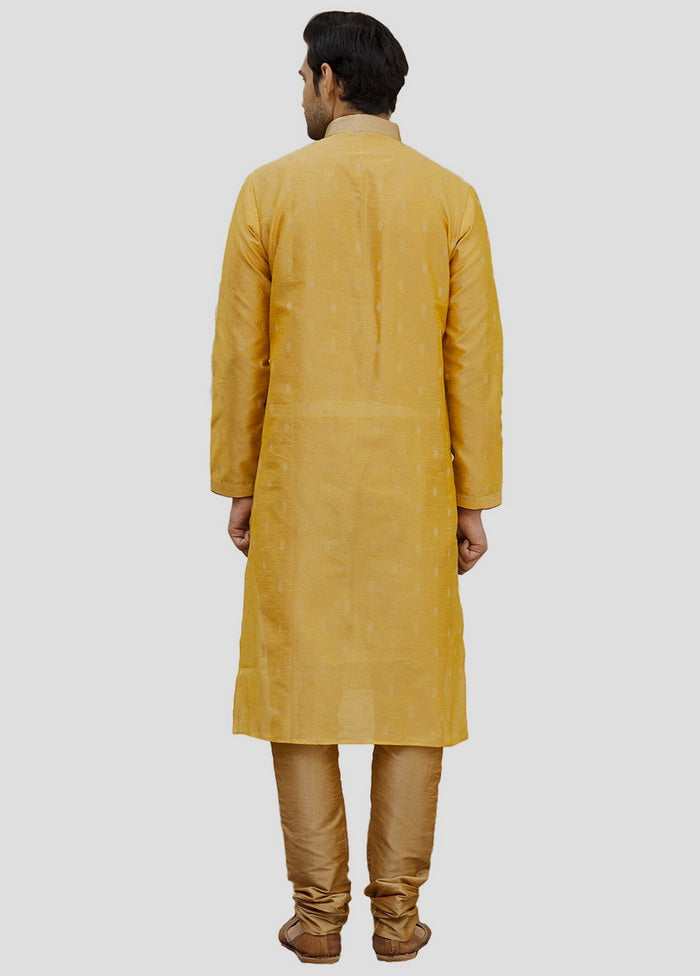 2 Pc Mustard Dupion Silk Kurta And Pajama Set VDIP280179 - Indian Silk House Agencies