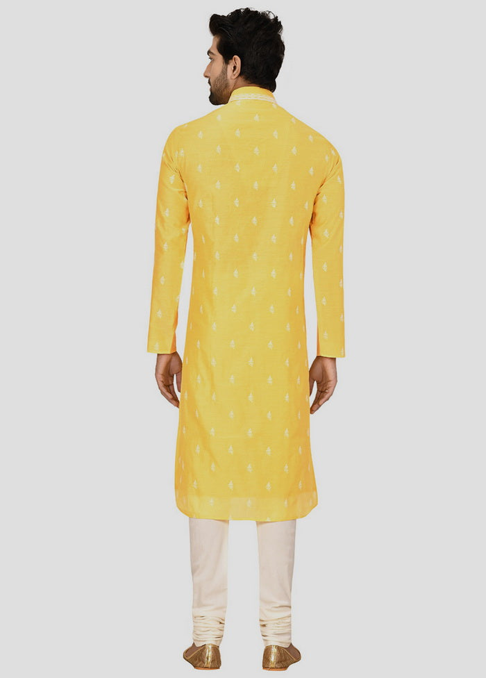 2 Pc Yellow Cotton Kurta And Pajama Set VDIP280245 - Indian Silk House Agencies