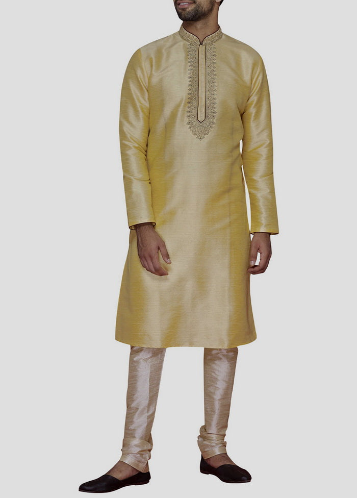 2 Pc Golden Cotton Kurta And Pajama Set VDIP280197 - Indian Silk House Agencies
