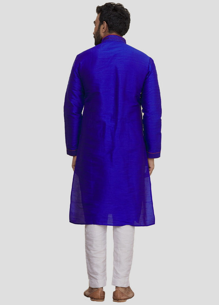 2 Pc Blue Dupion Silk Kurta And Pajama Set VDIP280211 - Indian Silk House Agencies