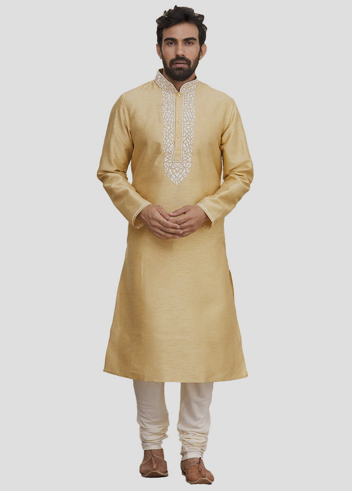 2 Pc Golden Dupion Silk Kurta And Pajama Set VDIP280209 - Indian Silk House Agencies