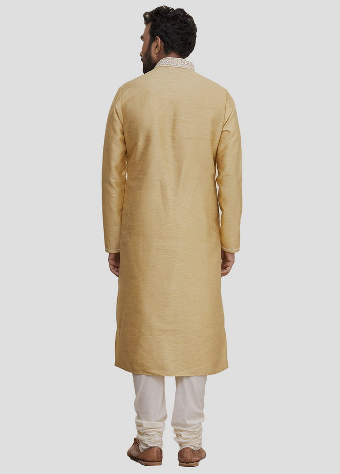 2 Pc Golden Dupion Silk Kurta And Pajama Set VDIP280209 - Indian Silk House Agencies