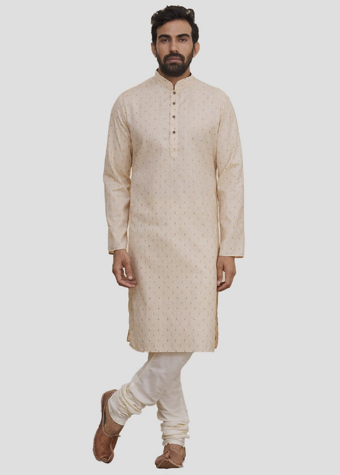 2 Pc Beige Dupion Silk Kurta And Pajama Set VDIP280153 - Indian Silk House Agencies