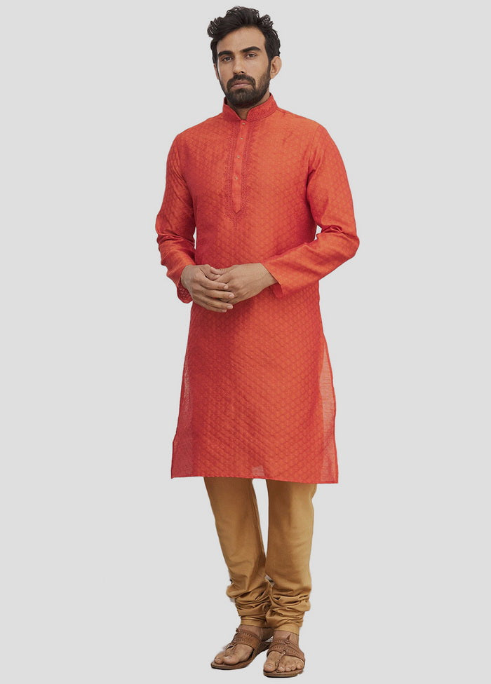 2 Pc Orange Cotton Kurta And Pajama Set VDIP280127 - Indian Silk House Agencies