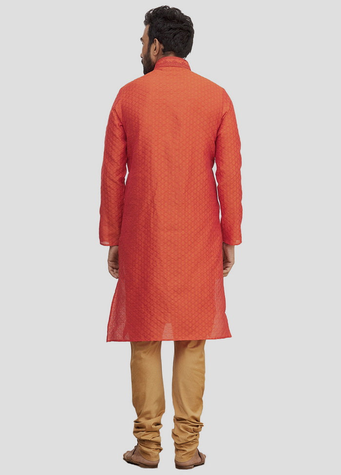 2 Pc Orange Cotton Kurta And Pajama Set VDIP280127 - Indian Silk House Agencies