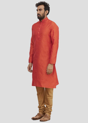 2 Pc Orange Cotton Kurta And Pajama Set VDIP280127 - Indian Silk House Agencies