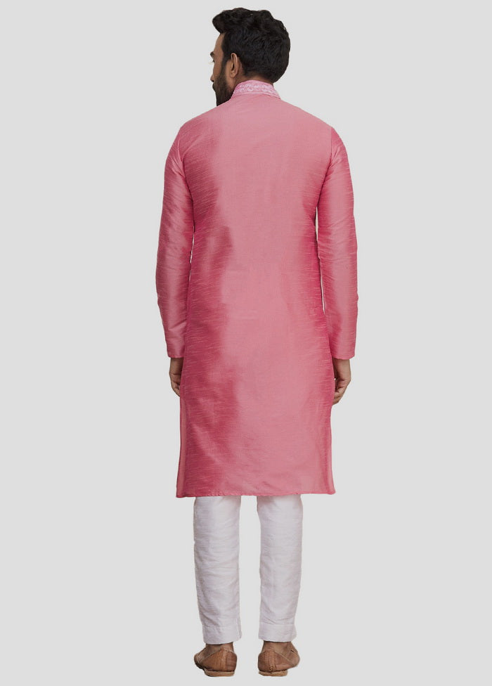 2 Pc Pink Dupion Silk Kurta And Pajama Set VDIP280184 - Indian Silk House Agencies
