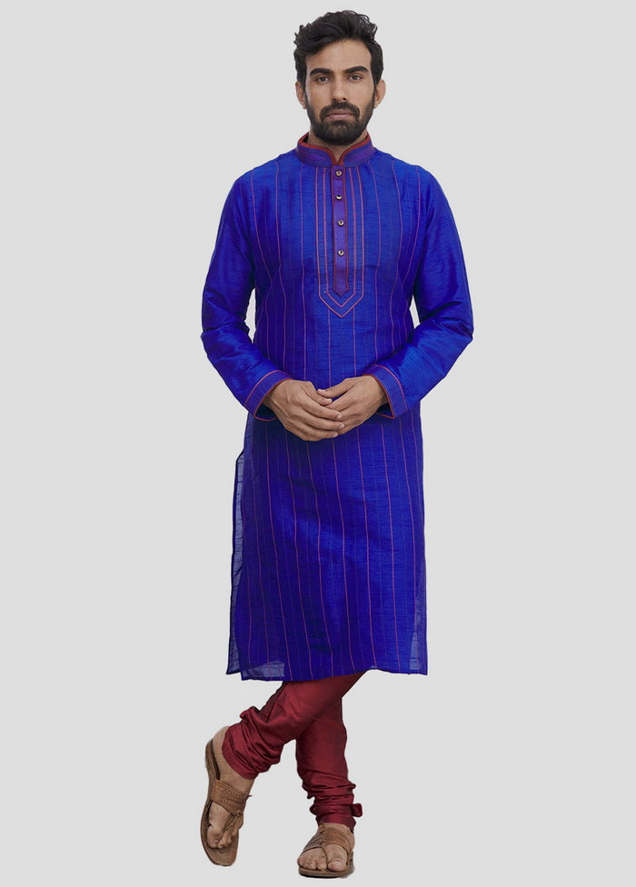 2 Pc Royal Blue Cotton Kurta And Pajama Set VDIP280212 - Indian Silk House Agencies