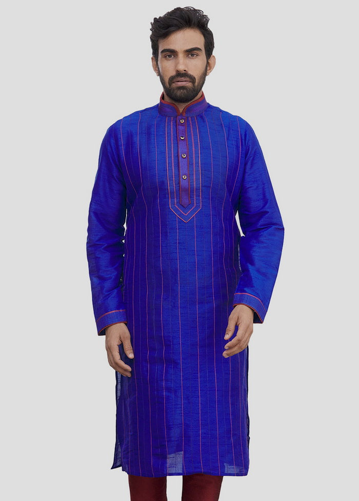 2 Pc Royal Blue Cotton Kurta And Pajama Set VDIP280212 - Indian Silk House Agencies